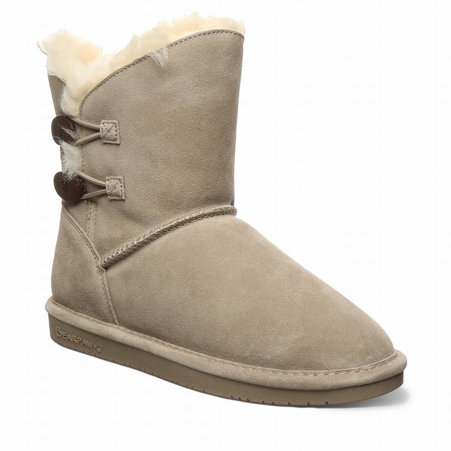 Bearpaw Rosaline Snow Boots UK - Women's Boots Beige ||NWDOAG-059||